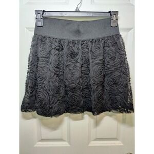 Stooshy Black Short Mini Rosette Whimsigoth Pull-on Elastic Waist Skirt S